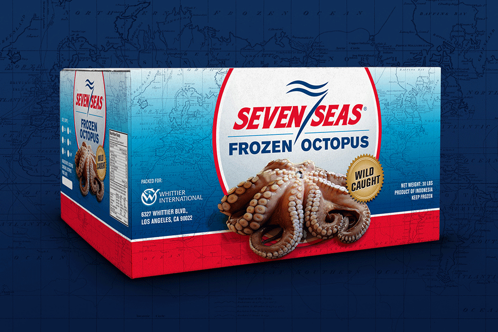 a box of frozen octopus