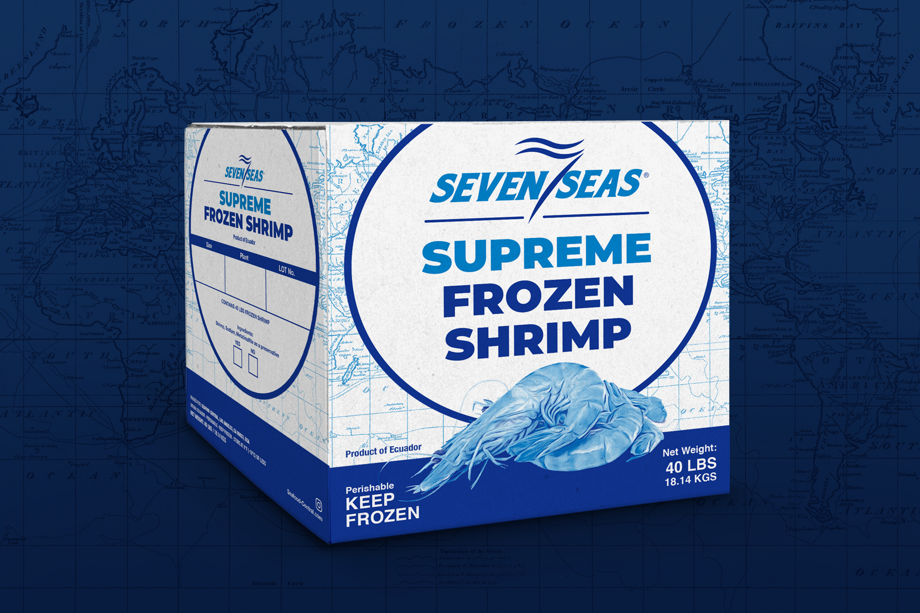 a box of frozen shrimp